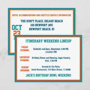 Carte D'accompagnement Thème de football Aqua Blue Orange Détails de l'an