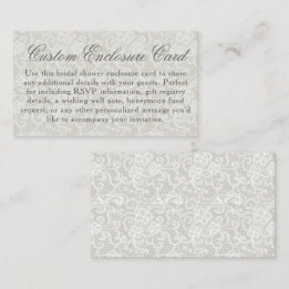 Carte D'accompagnement Thème Dentelle Ivory & Blanc Baptême de Mariée Per