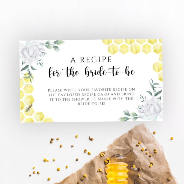 Carte D'accompagnement Thème floral abeille - Recette pour la future mari (Créateur téléchargé)