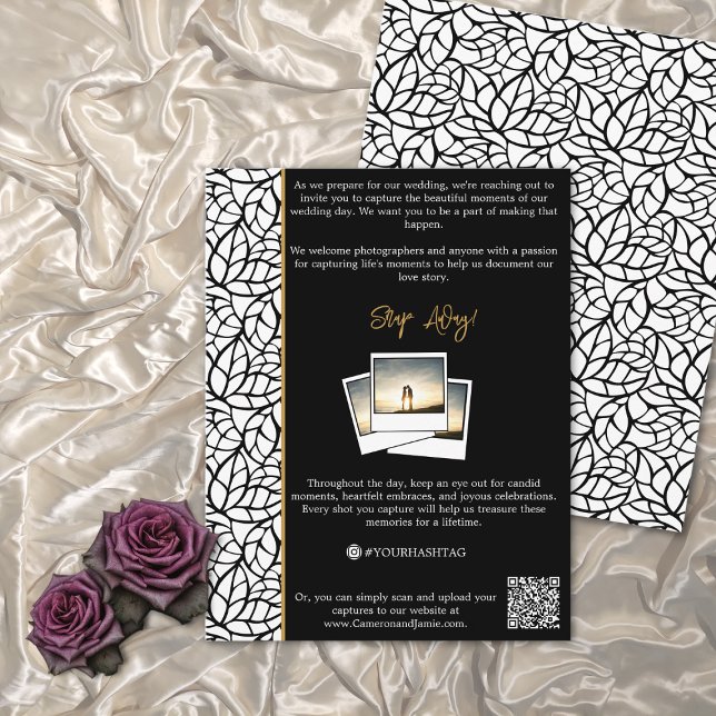 Carte D'accompagnement Thème Mariage feuille S'effondrer #YOURHASHTAG (Leaves Wedding Theme Snap Away #YOURHASHTAG Enclosure Card)