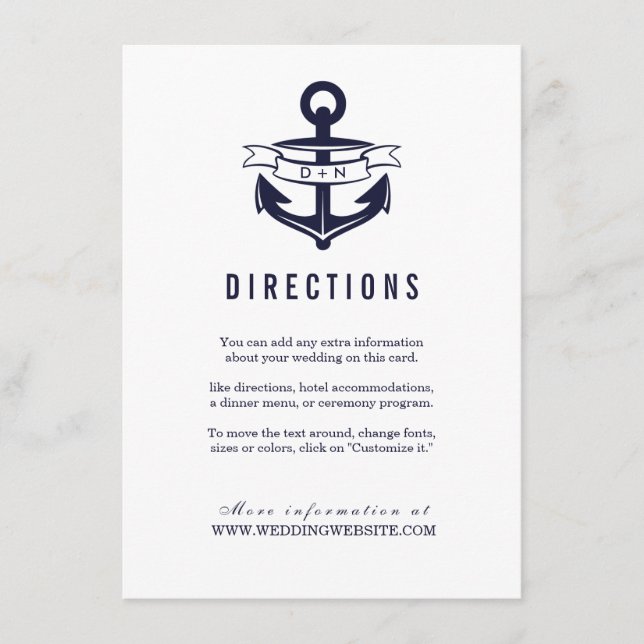 Carte D'accompagnement Thème nautique | MARIAGE (Devant)