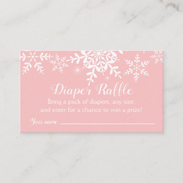 Carte D'accompagnement Ticket Baby shower Déchets de neige rose (Devant)