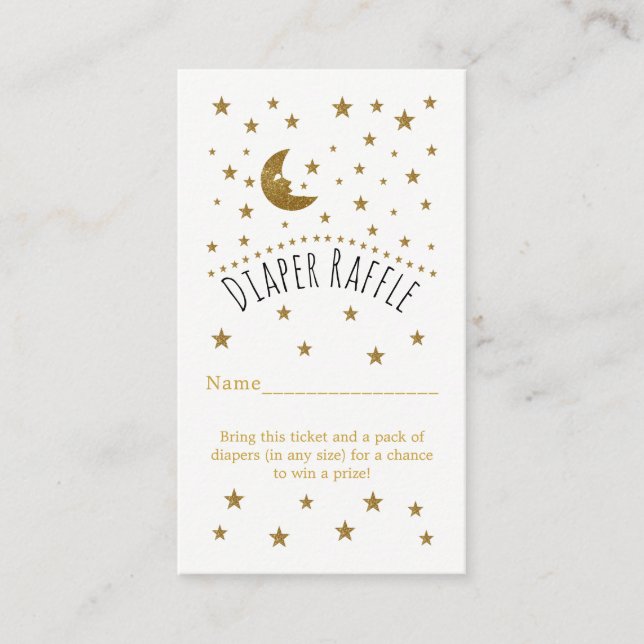 Carte D'accompagnement Ticket Baby shower Lune d'or & Étoiles (Devant)
