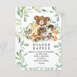 Carte D'accompagnement Ticket de Baby shower de couches Woodland Friends