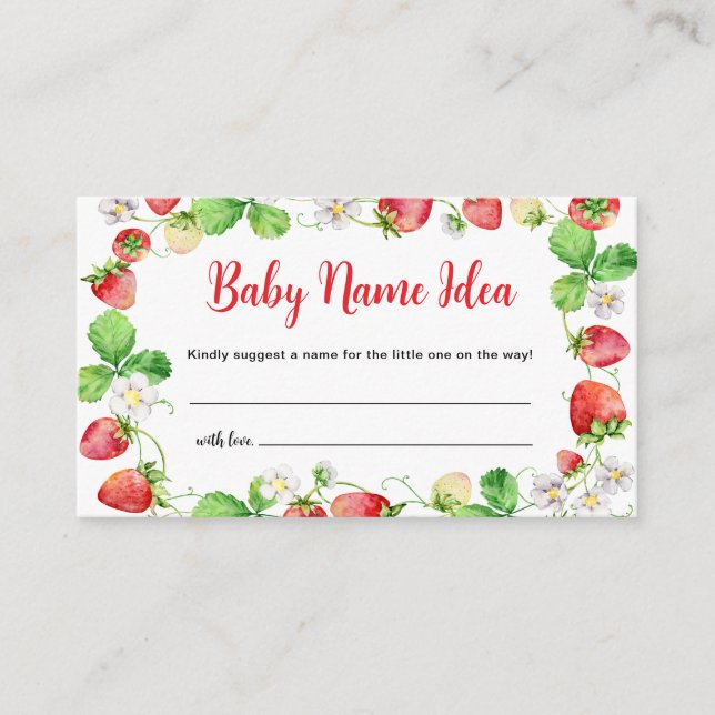 Carte D'accompagnement Ticket de jeu pour idée de prénom bébé fraise (Devant)