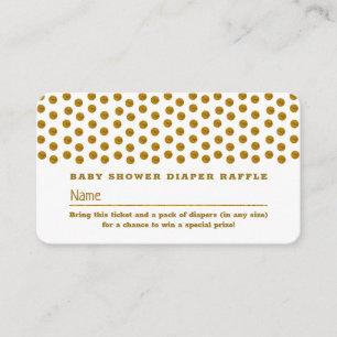Carte D'accompagnement Ticket de tombola couche blanc et or à pois