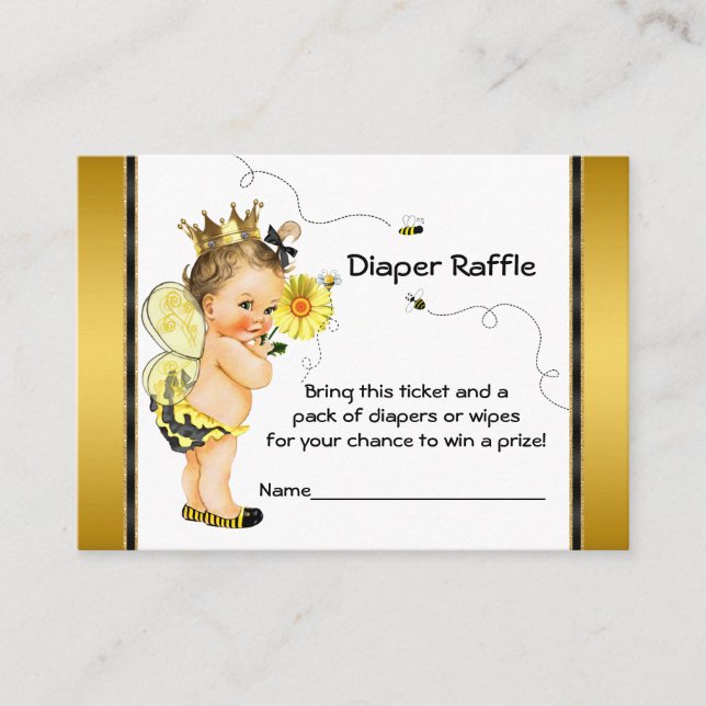 Carte D'accompagnement Ticket de tombola couche fille abeille (Devant)