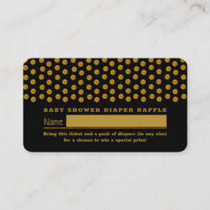 Carte D'accompagnement Ticket de tombola couche noir et or à pois