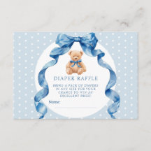 Ticket de tombola couche ours en peluche bleu