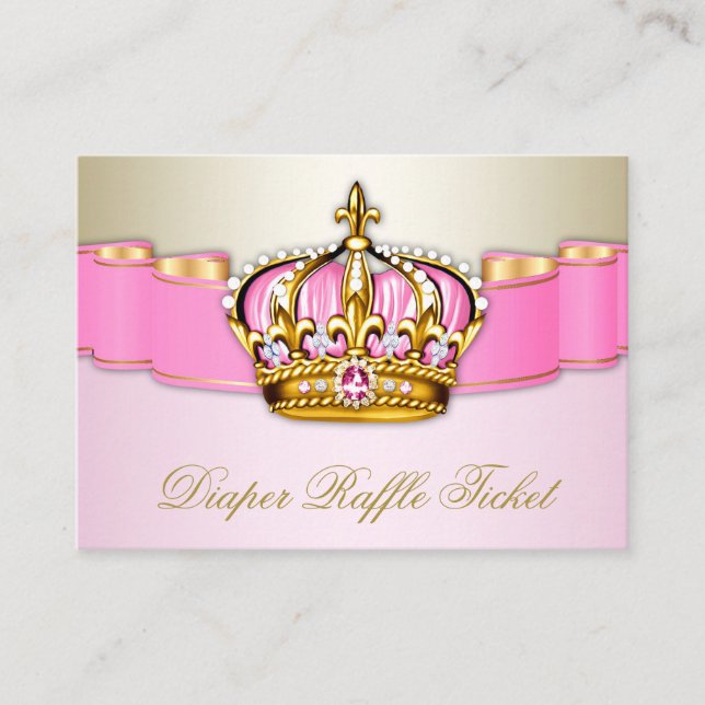Carte D'accompagnement Ticket de tombola couche Princesse Rose et Or (Devant)