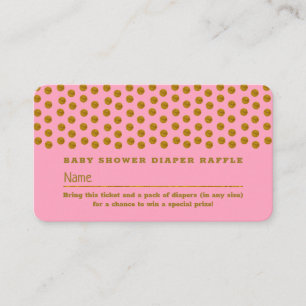Carte D'accompagnement Ticket de tombola couche rose et or à pois