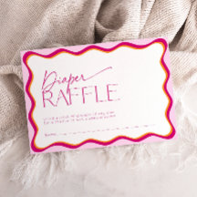 Ticket de tombola de couche à bordure ondulée rose