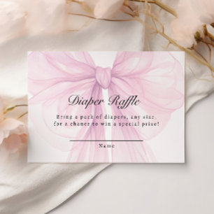 Carte D'accompagnement Ticket de tombola de couche avec nœud rose tendre