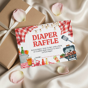 Carte D'accompagnement Ticket de tombola de couche Bébé-Q à carreaux roug