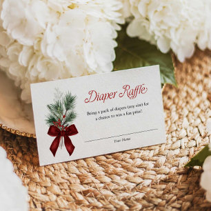 Carte D'accompagnement Ticket de tombola de couche de Noël à ruban rouge