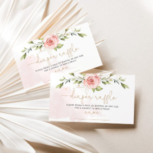 Carte D'accompagnement Ticket de tombola de couche florale rose doré