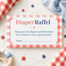 Ticket de tombola de couche gingham rouge blanc bl