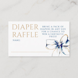 Carte D'accompagnement Ticket de tombola de couche Navy Blue et Gold Bow