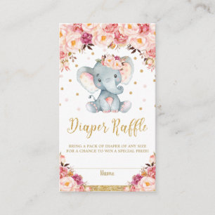 Carte D'accompagnement Ticket de tombola de couche pour Baby Shower Éléph