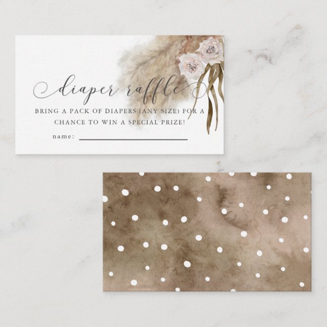 Carte D'accompagnement Ticket de tombola de couche pour Baby Shower Herbe (Devant / Derrière)