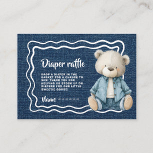 Carte D'accompagnement Ticket de tombola de couche pour bébé en bleu rust