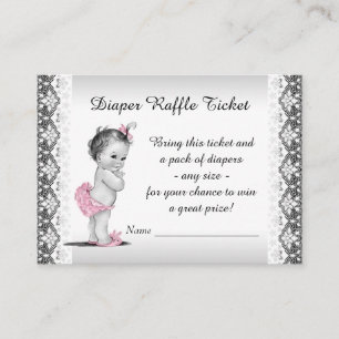 Carte D'accompagnement Ticket de tombola de couche pour bébé fille vintag