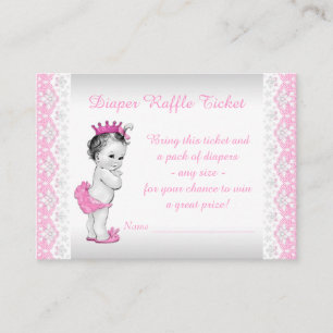 Carte D'accompagnement Ticket de tombola de couche Princesse Rose