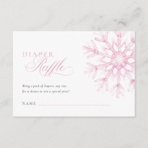 Carte D'accompagnement Ticket de tombola de couches Flocon de neige rose