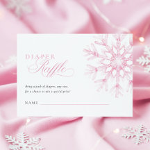 Ticket de tombola de couches Flocon de neige rose