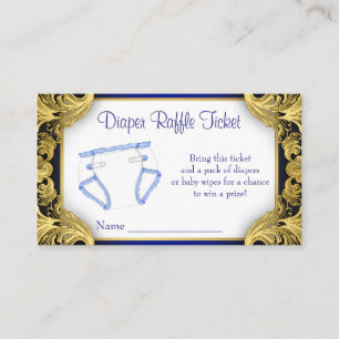 Carte D'accompagnement Ticket de tombola pour couche bébé bleu royal or