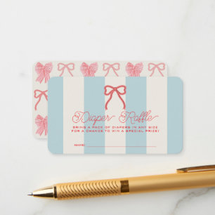 Carte D'accompagnement Ticket de tombola pour couche de bébé à nœud rouge