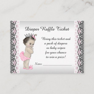 Carte D'accompagnement Ticket de tombola pour couche de Princesse Rose Ar
