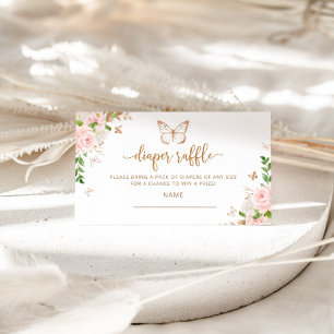 Carte D'accompagnement Ticket de tombola pour couche papillon en or rose