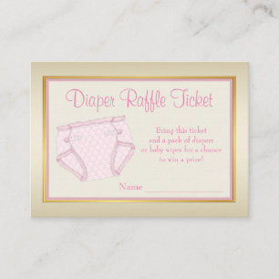 Carte D'accompagnement Ticket de tombola pour couche rose or pour filles
