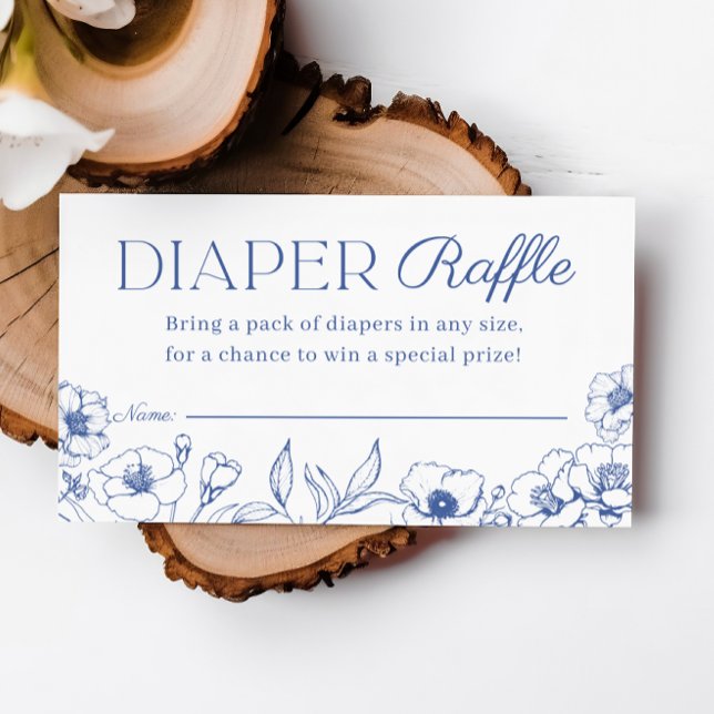 Carte D'accompagnement Ticket Dusty Blue Chinoiserie Diaper Raffle (Dusty Blue Chinoiserie Diaper Raffle HP063)