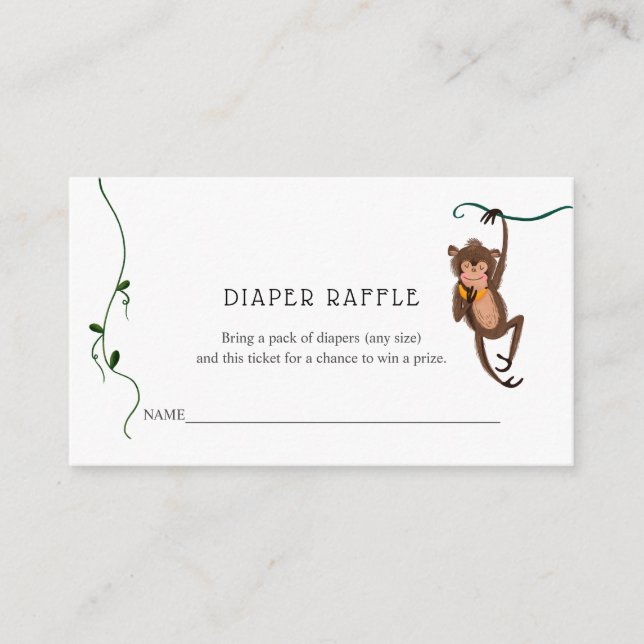 Carte D'accompagnement Ticket Jungle Diaper Raffle pour Baby shower (Devant)