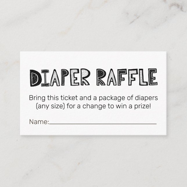 Carte D'accompagnement Tickets de raffle de couches mignonnes (Devant)