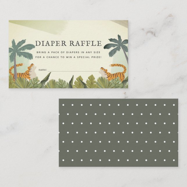 Carte D'accompagnement Tiger Jungle Safari Déchets Raffle Ticket (Devant / Derrière)