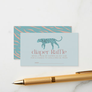 Carte D'accompagnement Tiger Moderne Baby shower Bleu Déchets Raffle Tick