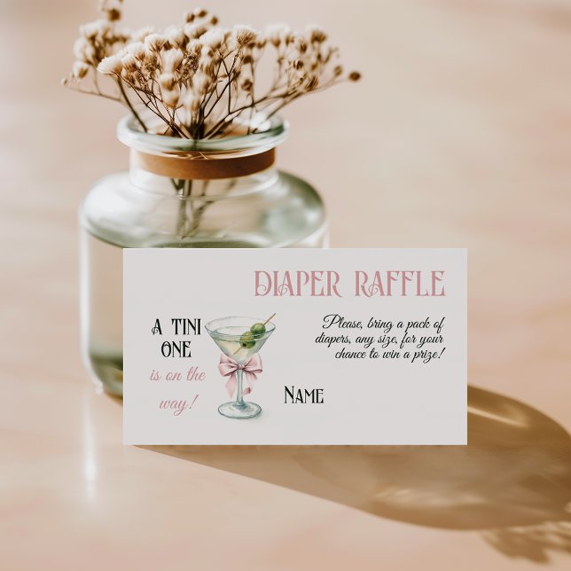 Carte D'accompagnement Tini One Martini Bow Girl Baby Shower Diaper (Créateur téléchargé)
