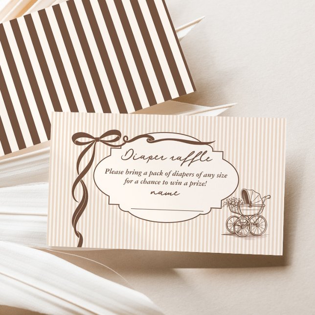 Carte D'accompagnement Tirage au sort couche Café Bébé Rayures Marron Bab (Créateur téléchargé)