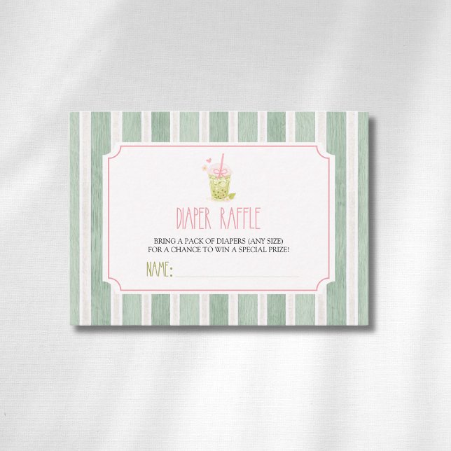 Carte D'accompagnement Tirage au sort couche Sage Striped Matcha Bubble T (Créateur téléchargé)