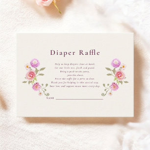 Carte D'accompagnement Tirage au sort de couche bébé floral Pastel Shower