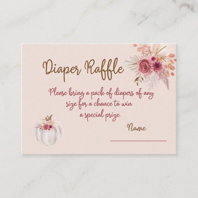 Carte D'accompagnement Tirage au sort de couche Boho Rose Citrouille Auto (Devant)