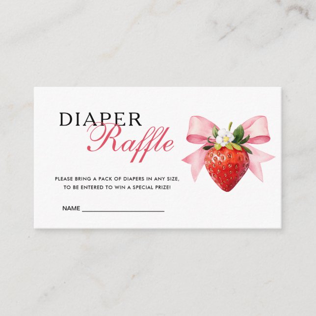 Carte D'accompagnement Tirage au sort de couche Coquette Rose Fraise (Devant)