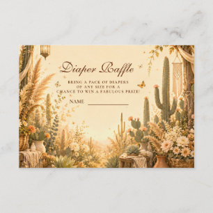 Carte D'accompagnement Tirage au sort de couche fantaisiste Cactus Boho
