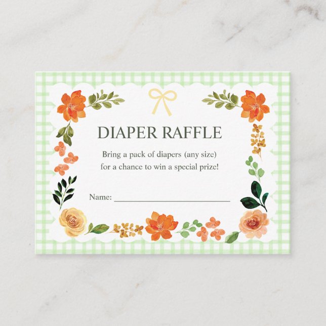 Carte D'accompagnement Tirage au sort de couche pour Baby Shower Gingham  (Devant)