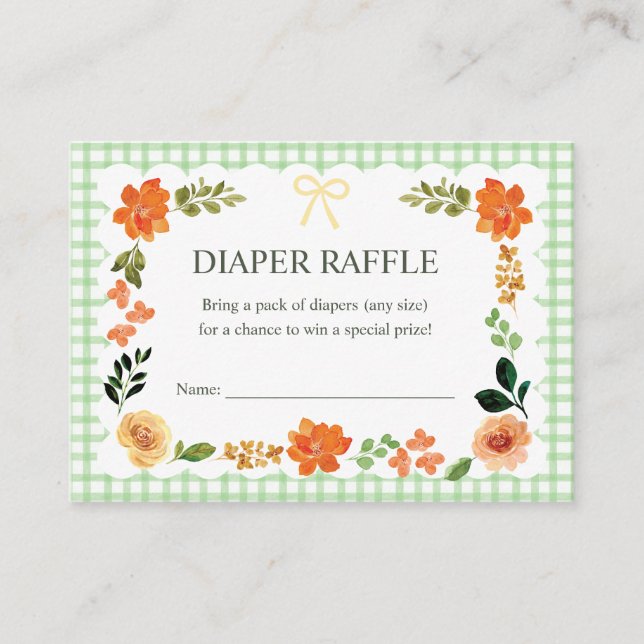 Carte D'accompagnement Tirage au sort de couche pour Baby Shower Gingham  (Devant)