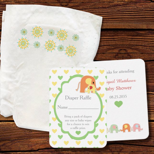 Carte D'accompagnement Tirage au sort de couche pour bébé éléphant (Créateur téléchargé)
