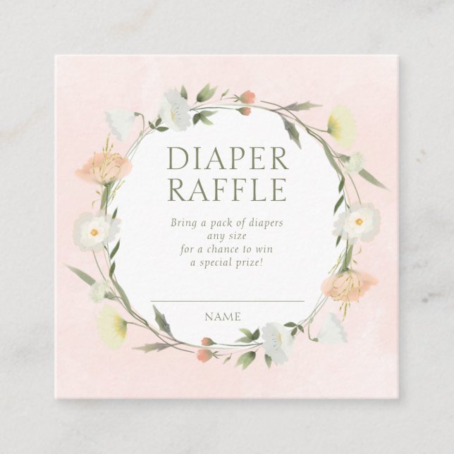 Carte D'accompagnement Tirage au sort de couche pour bébé en fleurs (Devant)